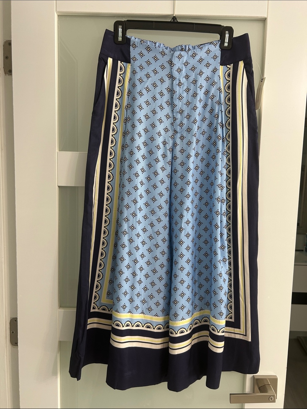 MAEVE by Anthropologie Light Blue and Navy Printed Wide Leg Pants in size Small